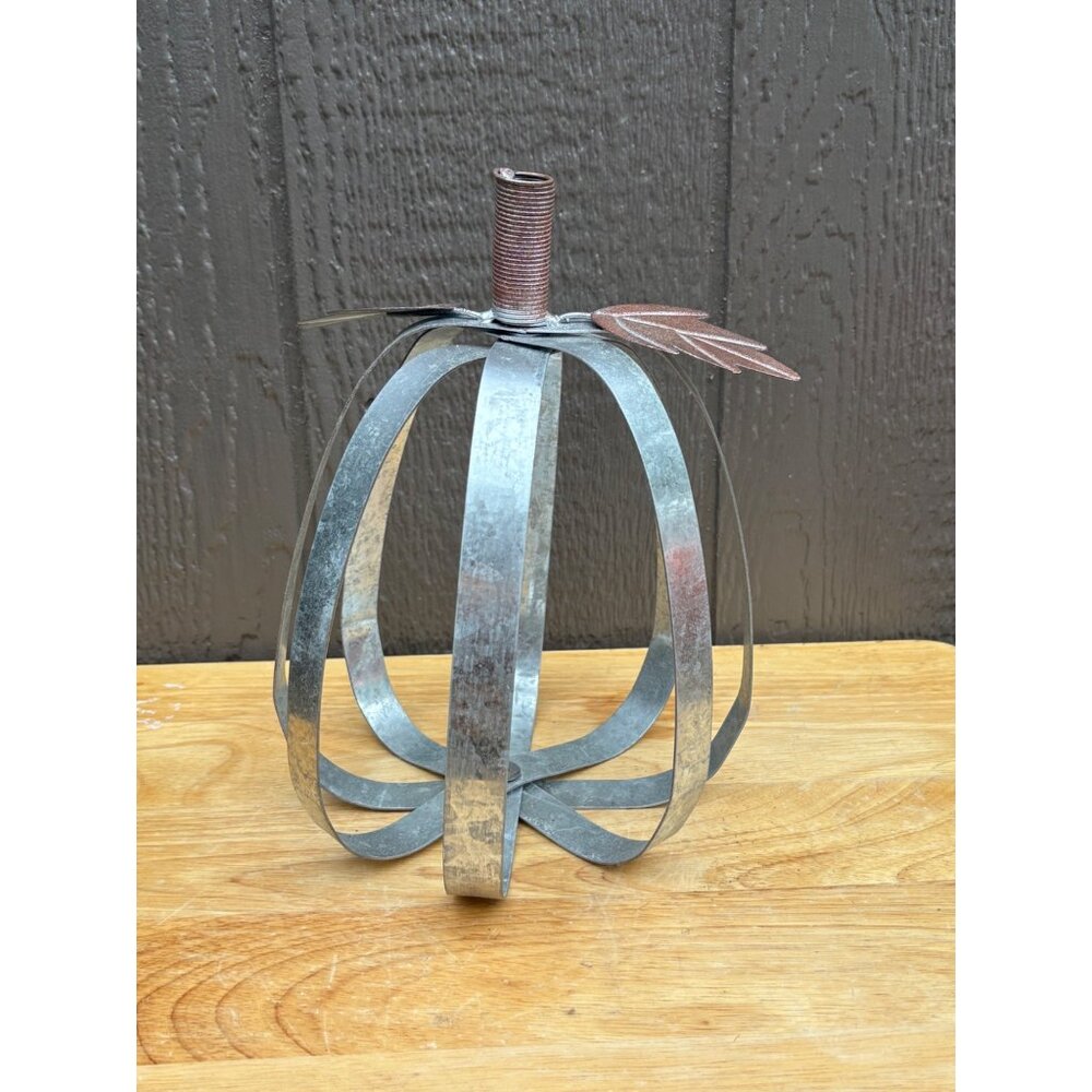 Galvanized Farmhouse Metal Pumpkin Decor Leaf Design Fall Halloween Autumn Decor